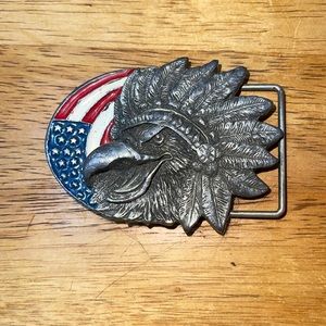 Vintage American Biker Freedom Loving Screaming Eagle Headdress Belt Buckle